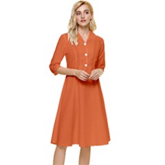 Dark Fire Orange	 - 	classy Knee Length Dress by ColorfulDresses