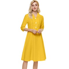 Mikado Yellow	 - 	classy Knee Length Dress by ColorfulDresses