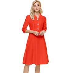 Scarlet Red	 - 	classy Knee Length Dress by ColorfulDresses