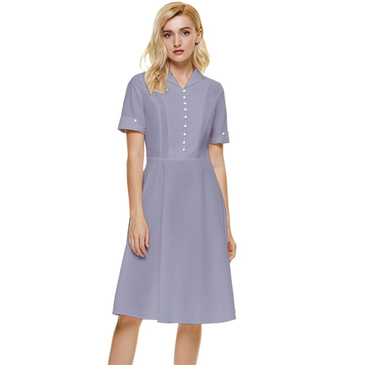 Coin Grey	 - 	Button Top Knee Length Dress