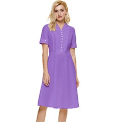 Iris Purple	 - 	button Top Knee Length Dress by ColorfulDresses