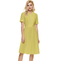 Ceylon Yellow	 - 	button Top Knee Length Dress by ColorfulDresses