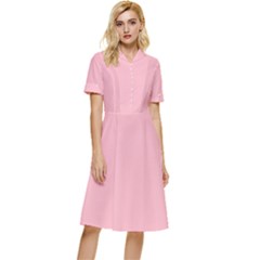 Lemonade Pink	 - 	button Top Knee Length Dress by ColorfulDresses