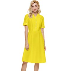 Bumblebee Yellow	 - 	button Top Knee Length Dress by ColorfulDresses