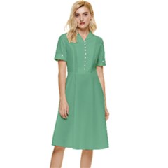 Shiny Shamrock Green	 - 	button Top Knee Length Dress by ColorfulDresses