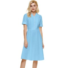 Baby Blue	 - 	Button Top Knee Length Dress