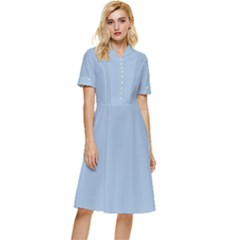 Cashmere Blue	 - 	button Top Knee Length Dress by ColorfulDresses