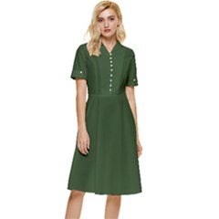 Dark Forest Green	 - 	button Top Knee Length Dress by ColorfulDresses