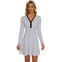 Gainsboro Grey	 - 	long Sleeve Deep V Mini Dress