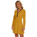 Gamboge Orange	 - 	Long Sleeve Deep V Mini Dress View2