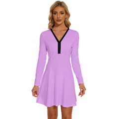 Blossom Pink	 - 	long Sleeve Deep V Mini Dress by ColorfulDresses