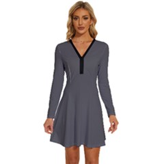 Blackened Pearl	 - 	long Sleeve Deep V Mini Dress