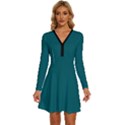 Ocean Blue	 - 	Long Sleeve Deep V Mini Dress View1