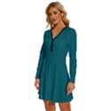 Ocean Blue	 - 	Long Sleeve Deep V Mini Dress View2