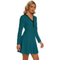 Ocean Blue	 - 	Long Sleeve Deep V Mini Dress View3