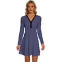 Independance Blue	 - 	Long Sleeve Deep V Mini Dress View1