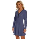 Independance Blue	 - 	Long Sleeve Deep V Mini Dress View2