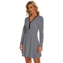 Just Grey	 - 	Long Sleeve Deep V Mini Dress View2