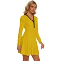 Canary Yellow	 - 	Long Sleeve Deep V Mini Dress View3