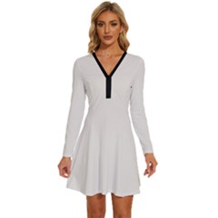 Coconut Milk	 - 	long Sleeve Deep V Mini Dress