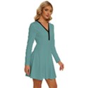 Sheen Green	 - 	Long Sleeve Deep V Mini Dress View3