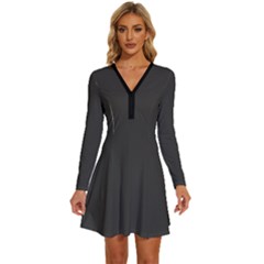 Olive Black	 - 	long Sleeve Deep V Mini Dress