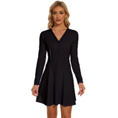 Smokey Black	 - 	long Sleeve Deep V Mini Dress