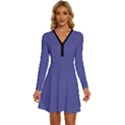 Blue Iris	 - 	Long Sleeve Deep V Mini Dress View1