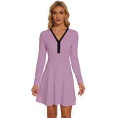 Pixie	 - 	long Sleeve Deep V Mini Dress