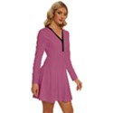 Tulip Pink	 - 	Long Sleeve Deep V Mini Dress View3