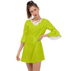 Bitter Lemon Green	 - 	criss Cross Mini Dress by ColorfulDresses