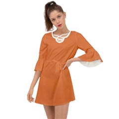 Coral Rose Orange	 - 	criss Cross Mini Dress by ColorfulDresses