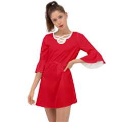 Cadmium Red	 - 	criss Cross Mini Dress by ColorfulDresses