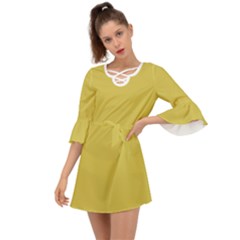 Ceylon Yellow	 - 	criss Cross Mini Dress by ColorfulDresses