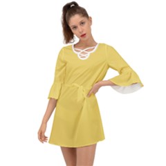 Macaroon Yellow	 - 	criss Cross Mini Dress by ColorfulDresses