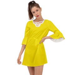 Middle Yellow	 - 	criss Cross Mini Dress