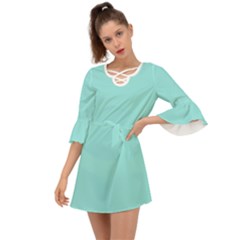 Soft Turquoise	 - 	criss Cross Mini Dress by ColorfulDresses