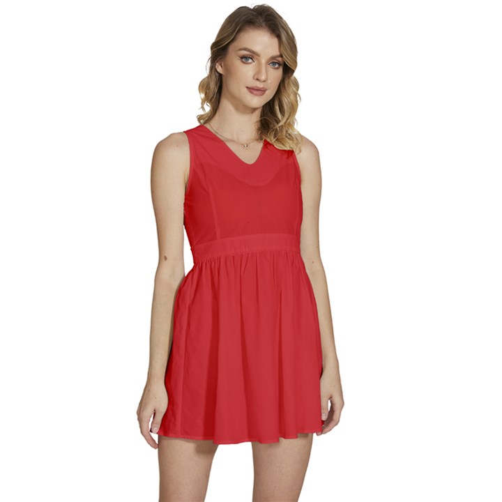 Amaranth Red	 - 	Sleeveless High Waist Mini Dress