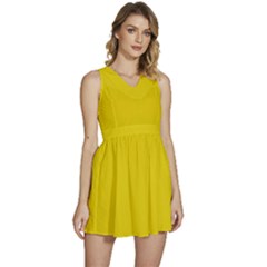 Corn Yellow	 - 	sleeveless High Waist Mini Dress by ColorfulDresses