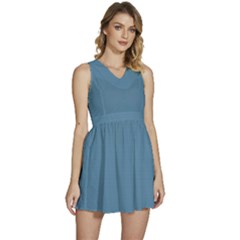 Niagara Blue	 - 	sleeveless High Waist Mini Dress