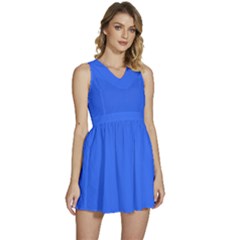 Ribbon Blue	 - 	sleeveless High Waist Mini Dress