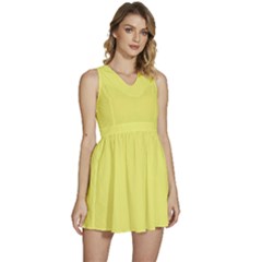 Light Lime Yellow	 - 	sleeveless High Waist Mini Dress by ColorfulDresses