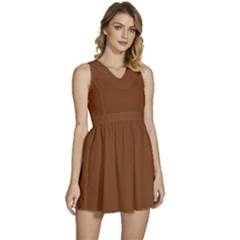 Toffee Brown	 - 	sleeveless High Waist Mini Dress by ColorfulDresses