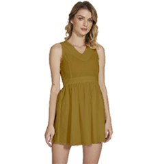 Drab Brown	 - 	sleeveless High Waist Mini Dress by ColorfulDresses