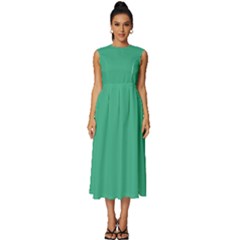 Dark Mint Green	 - 	sleeveless Round Neck Midi Dress