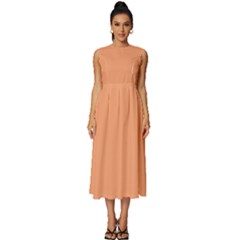 Cantaloupe Orange	 - 	sleeveless Round Neck Midi Dress by ColorfulDresses