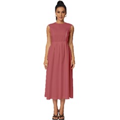 Bitter Sweet Shimmer Red	 - 	sleeveless Round Neck Midi Dress by ColorfulDresses