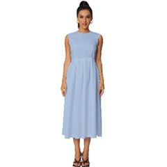 Pastel Blue	 - 	sleeveless Round Neck Midi Dress