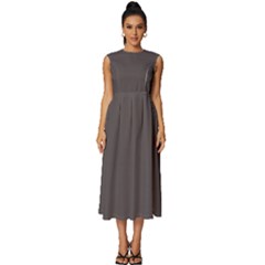 Ash Grey	 - 	sleeveless Round Neck Midi Dress by ColorfulDresses