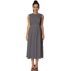 Dolphin Grey	 - 	sleeveless Round Neck Midi Dress